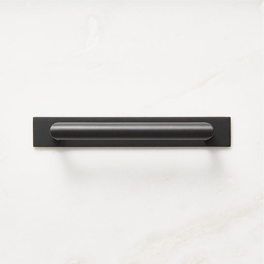 Curveaux Curved Black Cabinet Handle with Backplate 5"