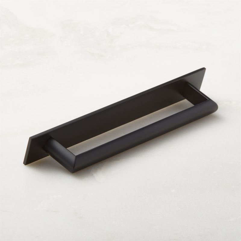 Curveaux Curved Black Cabinet Handle with Backplate 6" - image 4 of 5