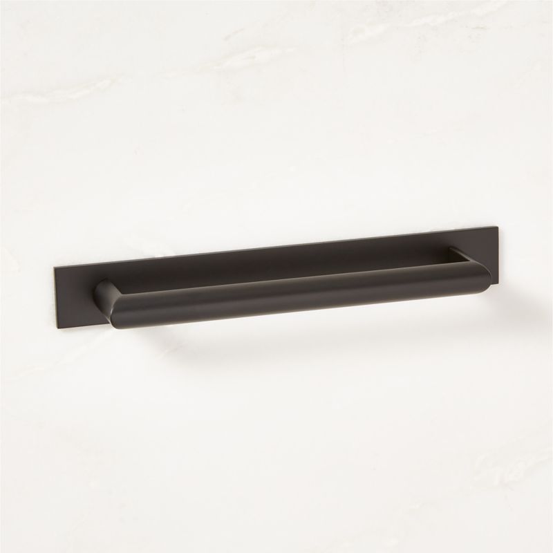 Curveaux Curved Black Cabinet Handle with Backplate 6" - image 3 of 5