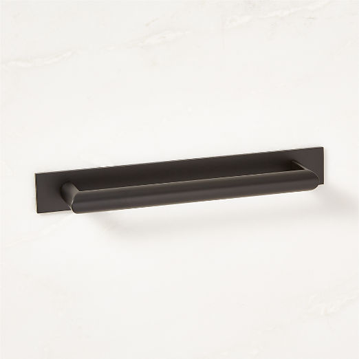 Curveaux Curved Black Cabinet Handle with Backplate 6"