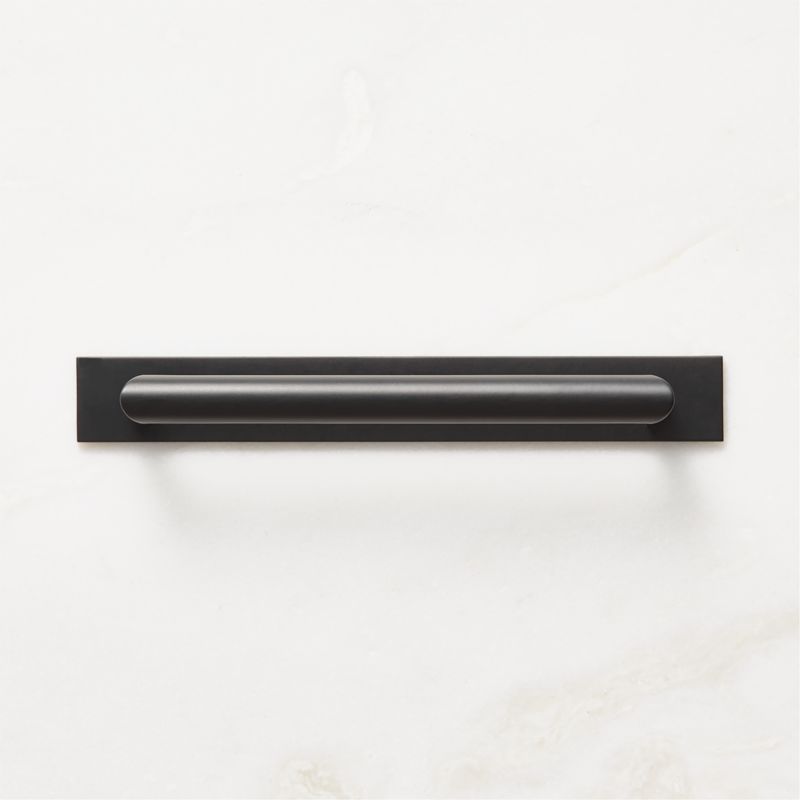 Curveaux Curved Black Cabinet Handle with Backplate 6" - image 0 of 5