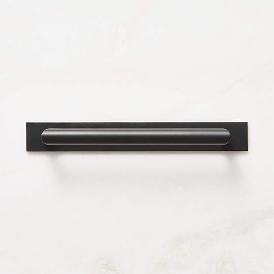 Curveaux Curved Brushed Brass Cabinet Handle with Backplate 4