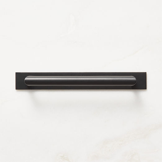 Curveaux Curved Black Cabinet Handle with Backplate 6"