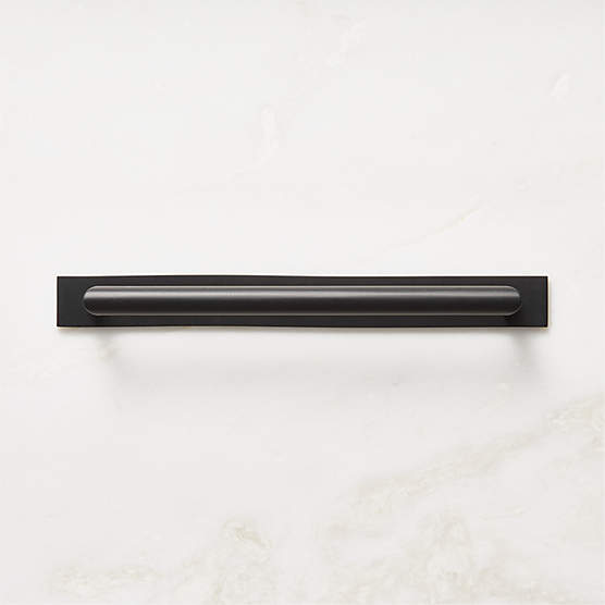 Curveaux Curved Black Cabinet Handle with Backplate 8"