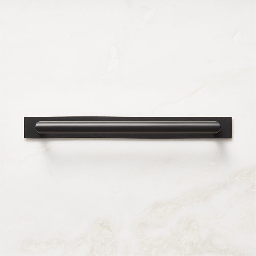 Curveaux Curved Black Cabinet Handle with Backplate 8"