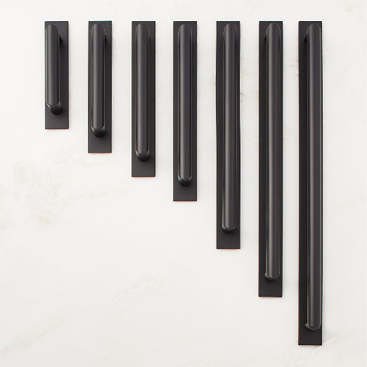 Curveaux Curved Black Cabinet Handles with Backplate