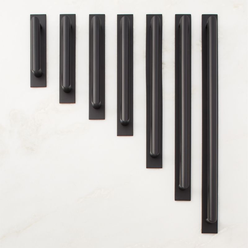 Curveaux Curved Black Cabinet Handle with Backplate 8"