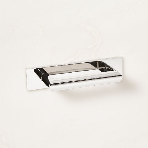 Curveaux Curved Polished Nickel Cabinet Handle with Backplate 3"