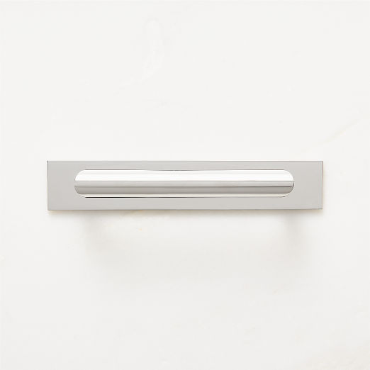 Curveaux Curved Polished Nickel Cabinet Handle with Backplate 4"