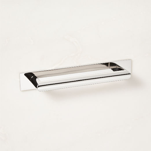 Curveaux Curved Polished Nickel Cabinet Handle with Backplate 5"