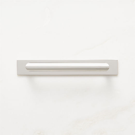 Curveaux Curved Polished Nickel Cabinet Handle with Backplate 5"