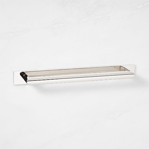 Curveaux Curved Polished Nickel Cabinet Handle with Backplate 8"