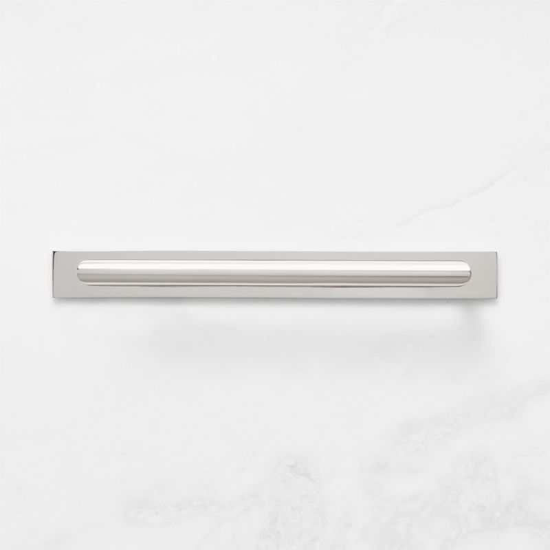 Viewing product image Curveaux Curved Polished Nickel Cabinet Handle with Backplate 8" - image 1 of 4