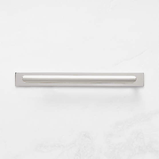 Curveaux Curved Polished Nickel Cabinet Handle with Backplate 8"