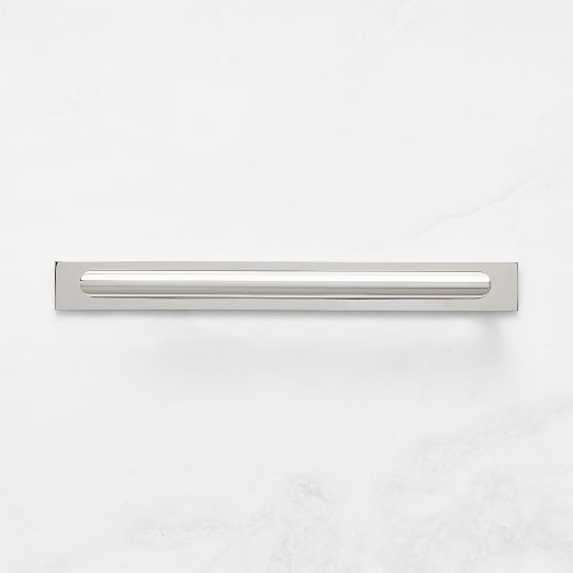 Curveaux Curved Polished Nickel Cabinet Handle with Backplate 8"