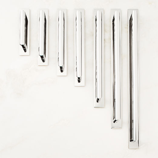 Curveaux Curved Polished Nickel Cabinet Handles with Backplate