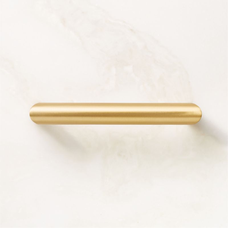 Viewing product image Curveaux Curved Brushed Brass Cabinet Handle 4'' - image 1 of 4