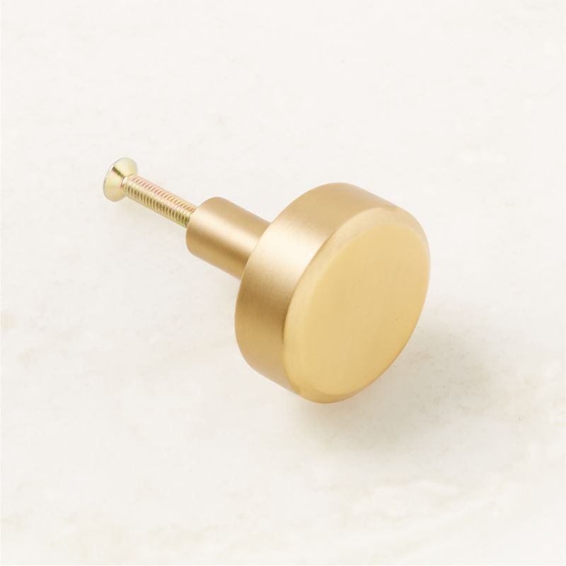 Curveaux Curved Round Brushed Brass Knob 1.25'' - image 4 of 6