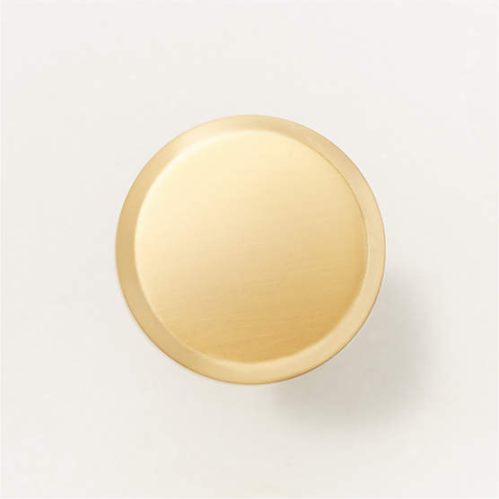 Curveaux Curved Round Brushed Brass Knob 1.25''