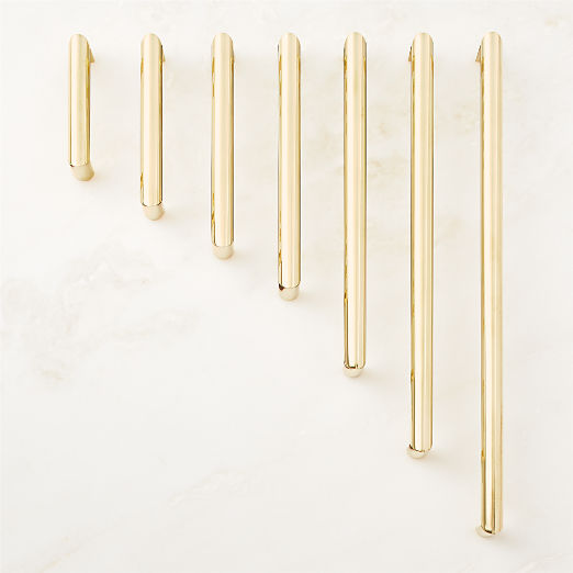 Curveaux Curved Unlacquered Polished Brass Cabinet Handles