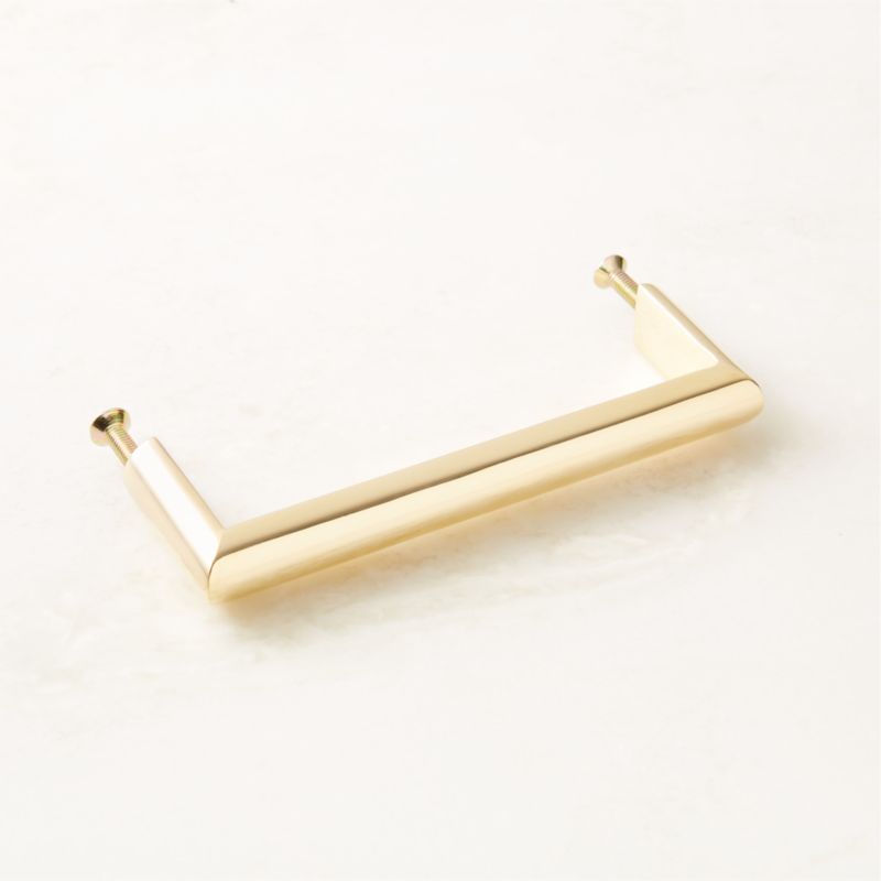 Curveaux Unlacquered Polished Brass Cabinet Handle 4'' - image 4 of 5