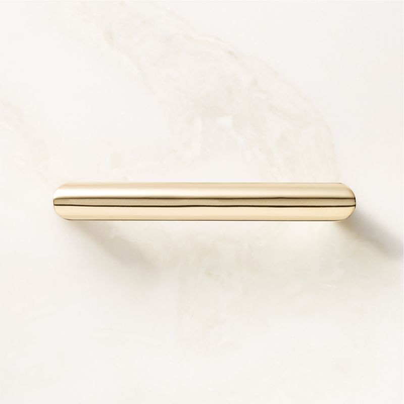 Curveaux Unlacquered Polished Brass Cabinet Handle 4'' - image 0 of 5