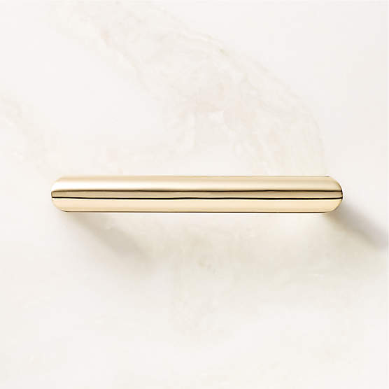 Curveaux Unlacquered Polished Brass Cabinet Handle 4''