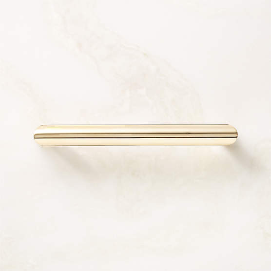 Curveaux Unlacquered Polished Brass Cabinet Handle 5''