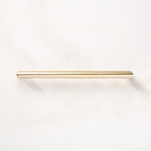 Curveaux Unlacquered Polished Brass Cabinet Handle 8''