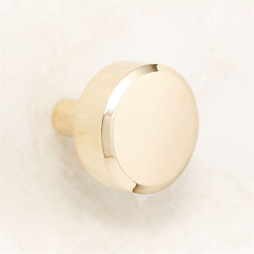 Curveaux Curved Round Unlacquered Polished Brass Cabinet Knob 1.25''