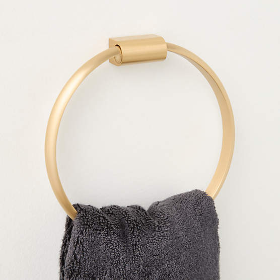 Curveaux Curved Brushed Brass Towel Ring