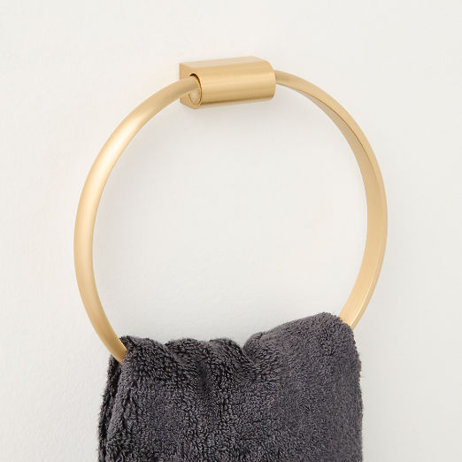 Curveaux Curved Brushed Brass Towel Ring