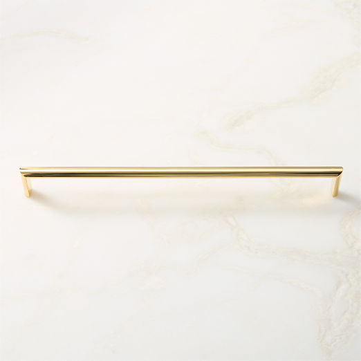 Curveaux Curved Unlacquered Polished Brass Cabinet Handle 12''