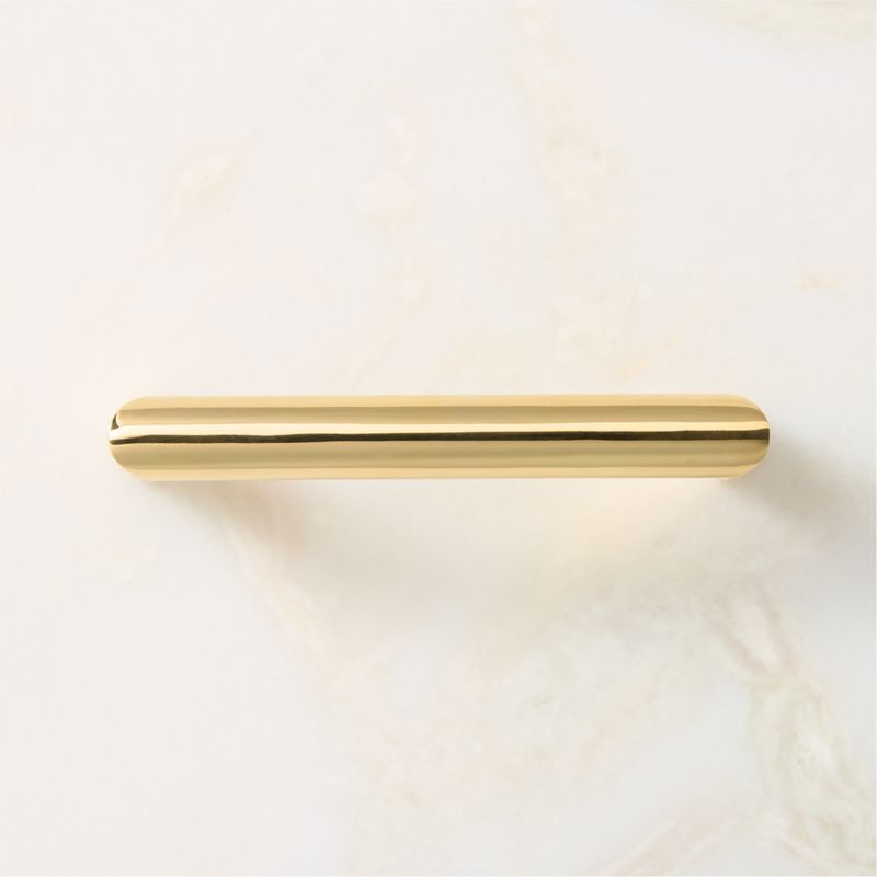 Curveaux Unlacquered Polished Brass Cabinet Handle 4'' - image 1 of 6