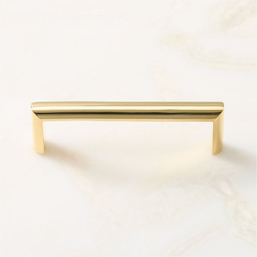 Curveaux Unlacquered Polished Brass Cabinet Handle 4''