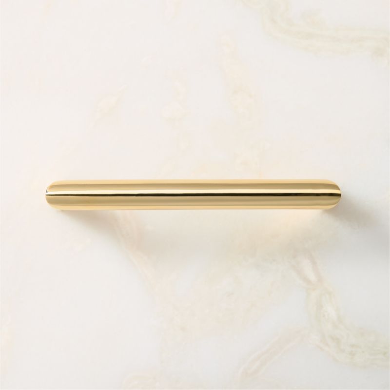 Curveaux Unlacquered Polished Brass Cabinet Handle 5'' - image 1 of 6