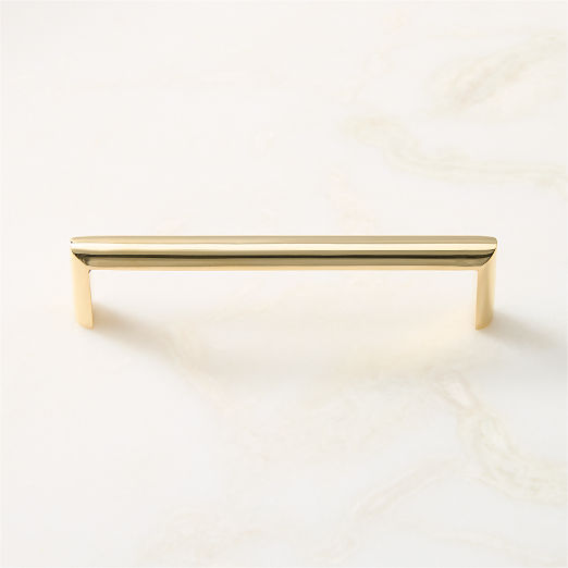 Curveaux Unlacquered Polished Brass Cabinet Handle 5''