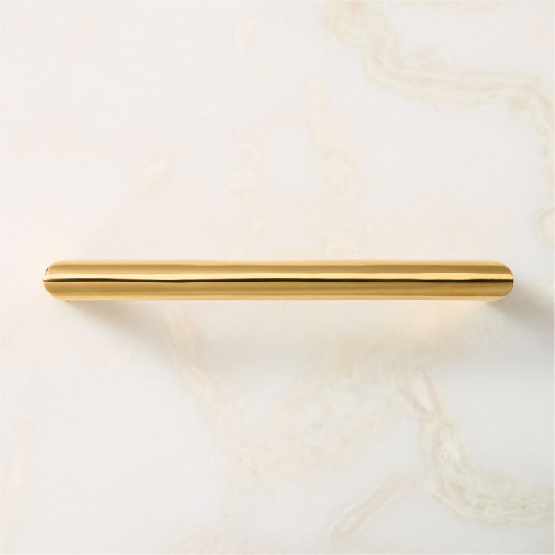 Curveaux Unlacquered Polished Brass Cabinet Handle 6'' - image 1 of 6