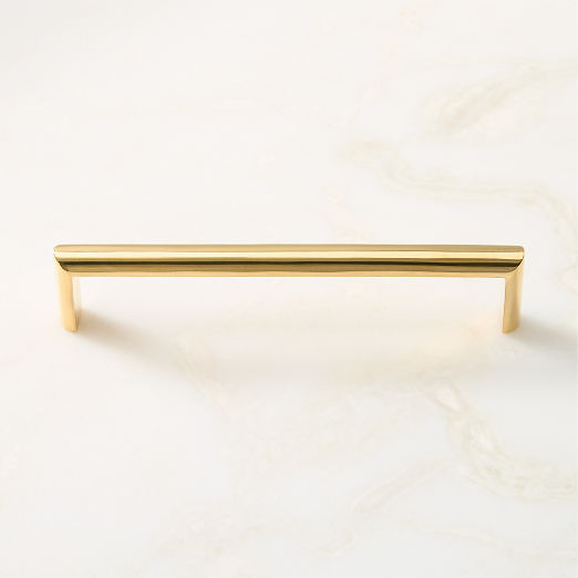 Curveaux Curved Unlacquered Polished Brass Cabinet Handles