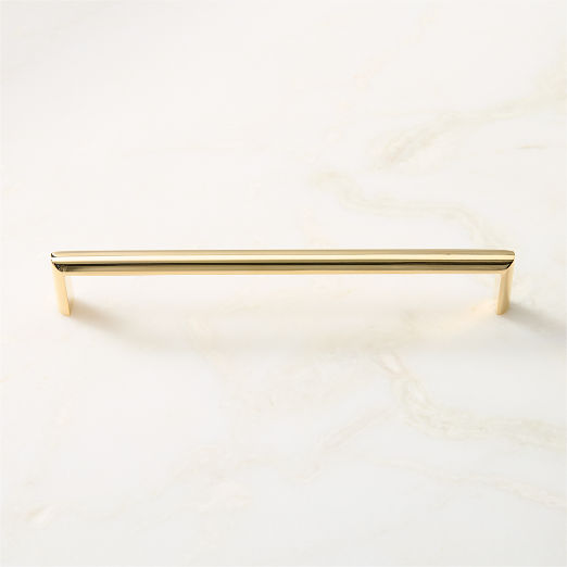 Curveaux Unlacquered Polished Brass Cabinet Handle 8''