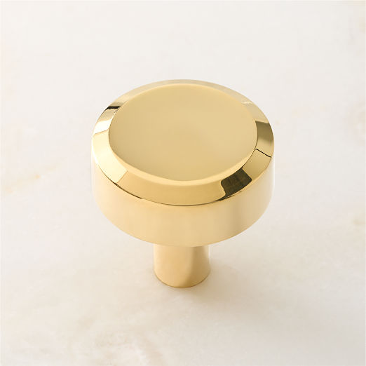 Curveaux Curved Round Unlacquered Polished Brass Cabinet Knob 1.25''