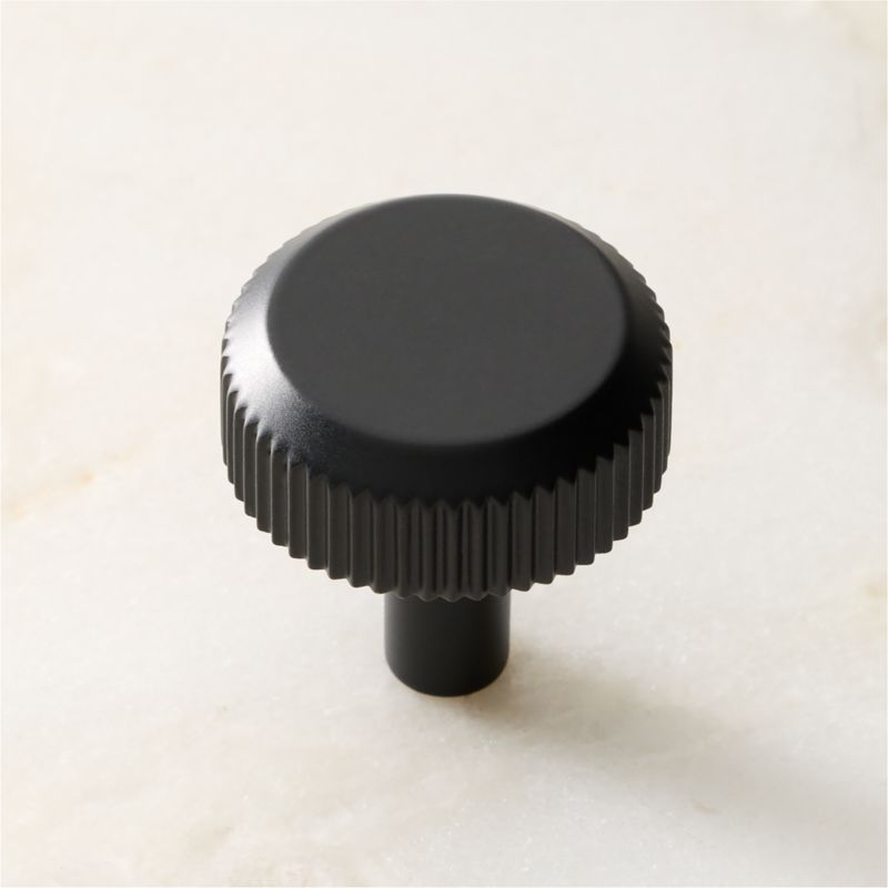 Curveaux Scored Round Black Cabinet Knob - image 1 of 5