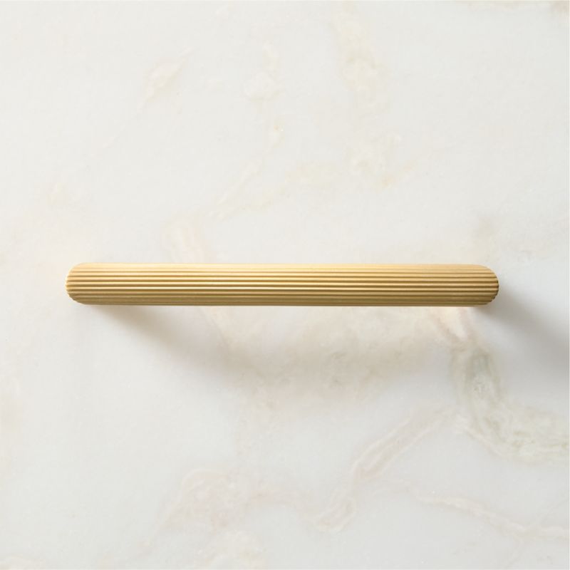 Curveaux Scored Brushed Brass Cabinet Handle 5'' - image 1 of 5
