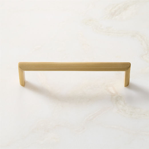 Curveaux Scored Brushed Brass Cabinet Handle 5''