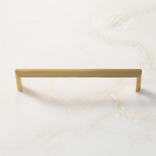 Curveaux Scored Brushed Brass Cabinet Handles