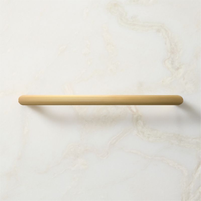 Curveaux Scored Brushed Brass Cabinet Handle 8'' - image 2 of 6
