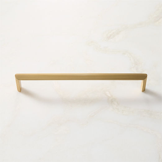 Curveaux Scored Brushed Brass Cabinet Handle 8''