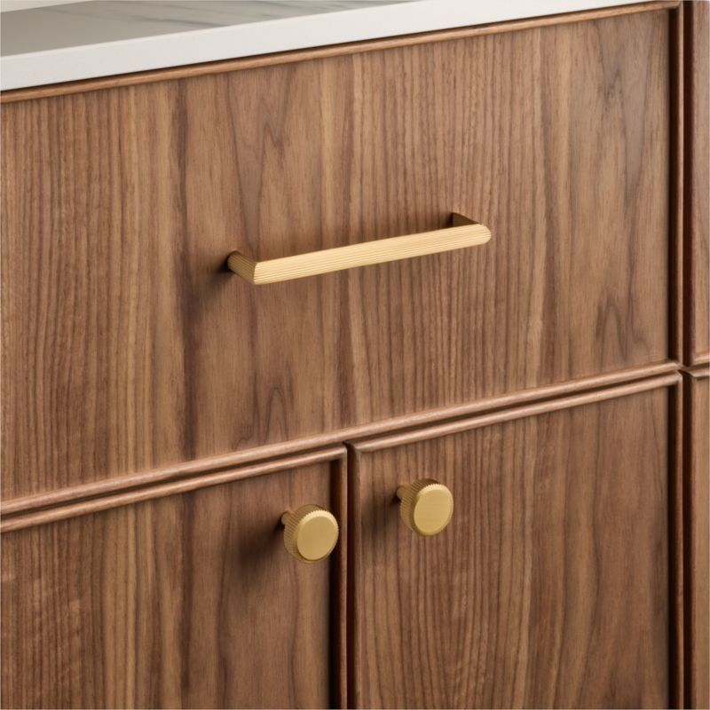 Curveaux Scored Round Brushed Brass Cabinet Knob - image 1 of 4