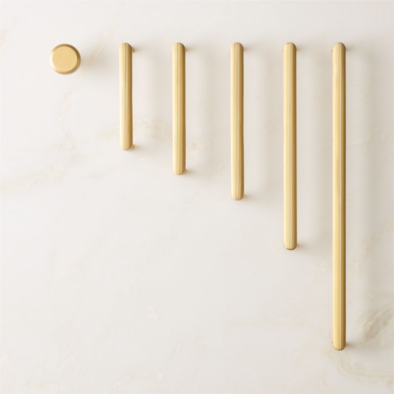 Curveaux Scored Round Brushed Brass Cabinet Knob - image 3 of 4