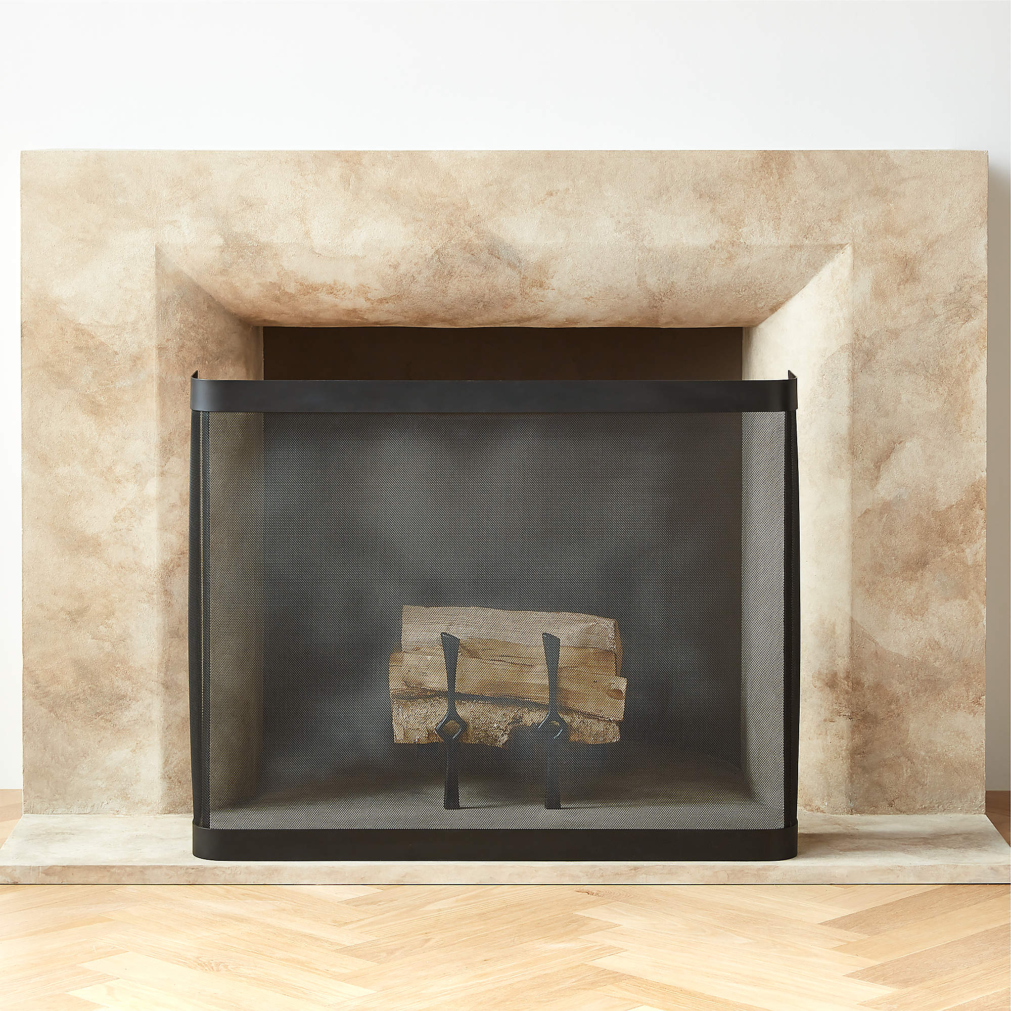 Ember Black Mesh Fireplace Screen CB2